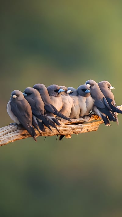 Family of ashy woodswallows perched on a branch in Thailand (© Captain Skyhigh/Getty Images) mobile wallpaper