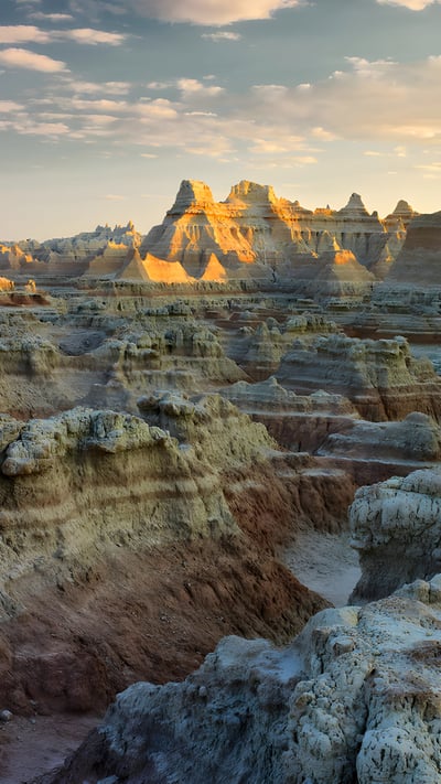 Sunset over Badlands National Park, South Dakota (© Petr Bednarik/Danita Delimont/Alamy) mobile wallpaper