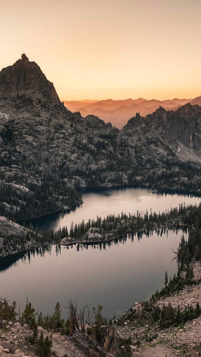 Baron Lake and Upper Baron Lake in the Sawtooth Wilderness in Idaho (© Patrick Brandenburg/Tandem Stills + Motion) mobile wallpaper