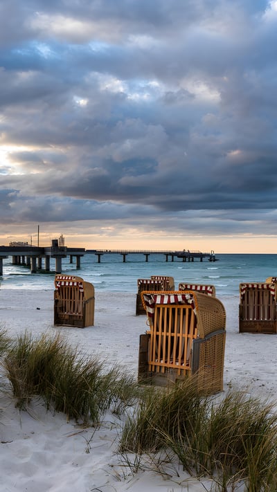 Beach chairs on Steinwarder in Heiligenhafen, Schleswig-Holstein, Germany (© Frank Lukasseck/eStock Photo) mobile wallpaper