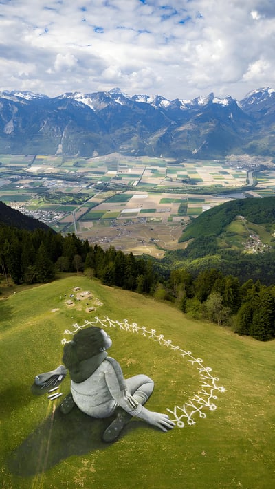 Giant land art painting 'Beyond Crisis' by Saype, Leysin, Switzerland (© VALENTIN FLAURAUD/EPA-EFE/Shutterstock) mobile wallpaper