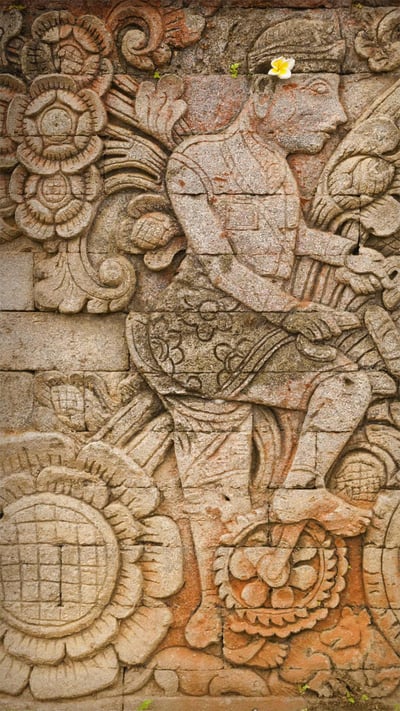 A carving of artist W.O.J. Nieuwenkamp in the Pura Meduwe Karang temple in Bali, Indonesia (© John Elk III/Getty Images) mobile wallpaper