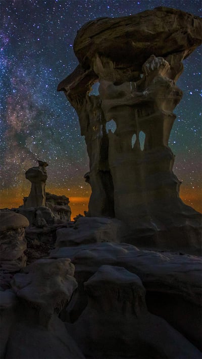 Milky Way over the Bisti/De-Na-Zin Wilderness in New Mexico (© Cory Marshall/Tandem Stills + Motion) mobile wallpaper