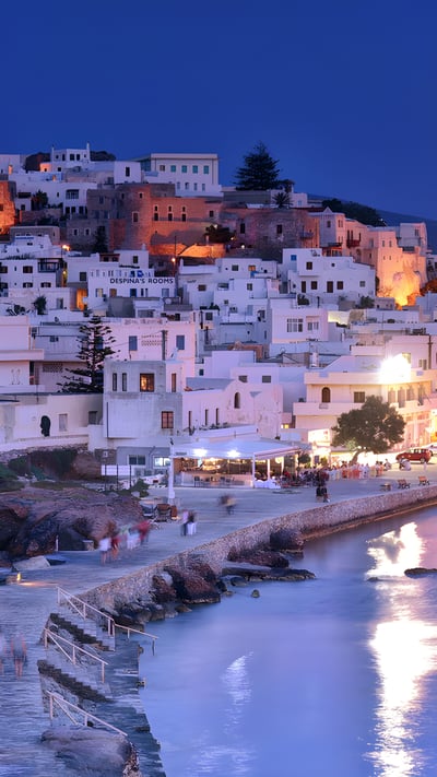 Blue hour in Naxos, Cyclades, Greece (© Sizun Eye/Getty Images) mobile wallpaper