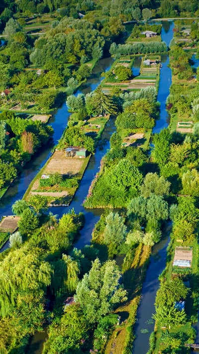 Vue aérienne des marais de Bourges, France (© agustavop/iStock/Getty Images) mobile wallpaper
