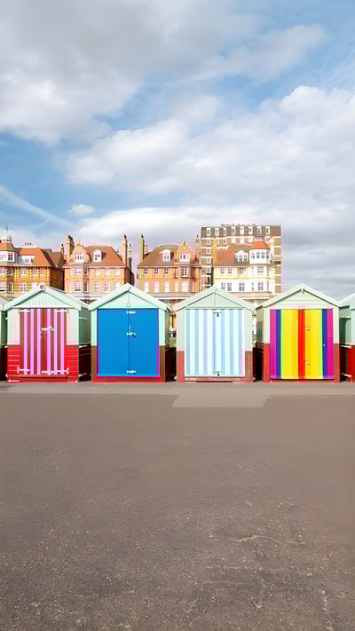 Beach huts in Brighton and Hove, England (© Moonstone Images/iStock/Getty Images) mobile wallpaper