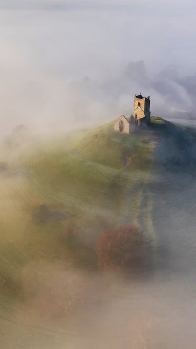 St Michael's Church on Burrow Mump, Burrowbridge, Somerset (© DEEPOL by plainpicture/Adam Burton) mobile wallpaper