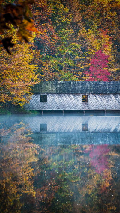 Cambron Covered Bridge on Madison County Nature Trail near Huntsville, Alabama (© Jens Lambert/Shutterstock) mobile wallpaper