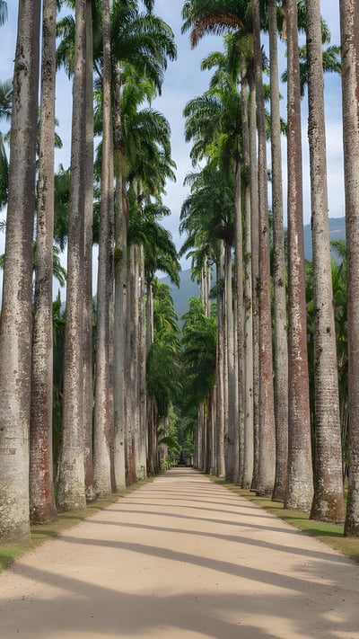 Imperial palm trees in the Rio de Janeiro Botanical Garden, Brazil (© Marcia Silva de Mendonca/Getty Images) mobile wallpaper