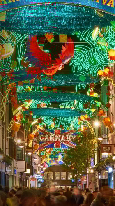 Christmas lights in Carnaby Street, London (© Roy James Shakespeare/Getty Images) mobile wallpaper