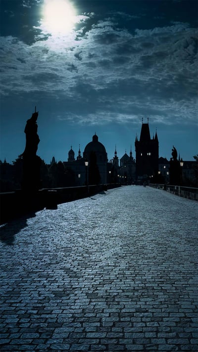 Charles Bridge over the Vltava River in Prague, Czech Republic (© Martin Moxter/Offset) mobile wallpaper