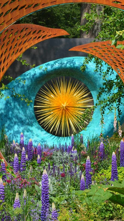 A garden exhibit at the 2018 RHS Chelsea Flower Show (© Natalia Vestigio Services/Shutterstock) mobile wallpaper