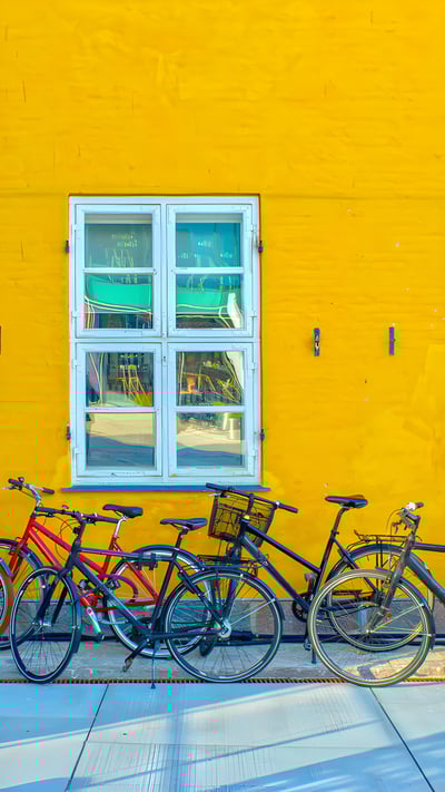 Bicycles in Copenhagen, Denmark (© Alphotographic/Getty Images) mobile wallpaper