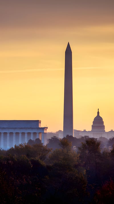 Autumn sunrise over the National Mall, Washington, DC (© WLDavies/iStock/Getty Images Plus) mobile wallpaper