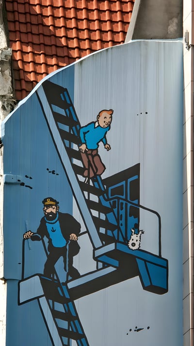 Route de la bande dessinée, peinture murale de Tintin de Hergé à Bruxelles (© travelpix/Alamy Stock Photo) mobile wallpaper
