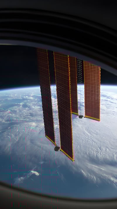 ISS main solar arrays seen from SpaceX Crew Dragon Endeavour (© NASA) mobile wallpaper