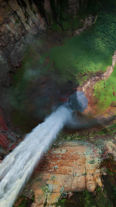 Aerial view of Churun-Meru (Dragon) waterfall, Venezuela (© AirPano LLC/Amazing Aerial Agency) mobile wallpaper