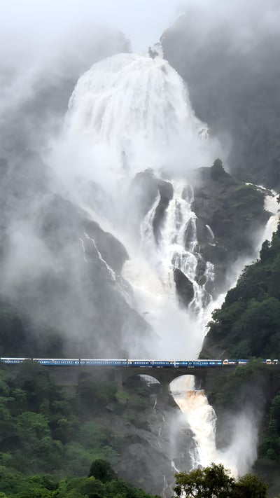 Dudhsagar Falls, Goa (© Basavaraj s y/Shutterstock) mobile wallpaper