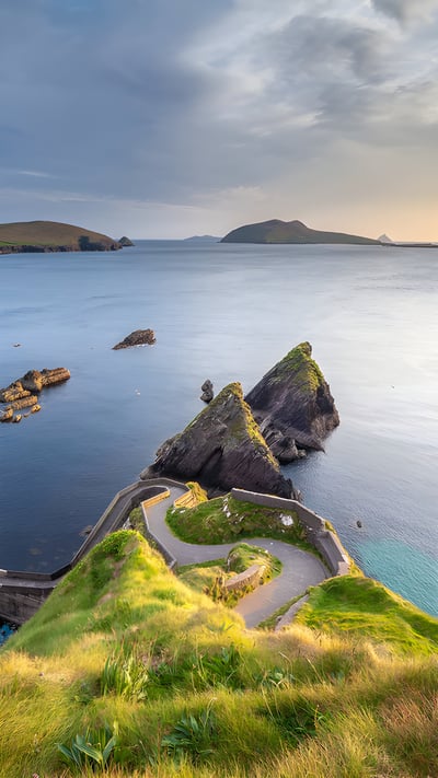 Serpentine stairs of Dunquin Pier, County Kerry, Ireland (© Hugh O'Connor/Getty Images) mobile wallpaper