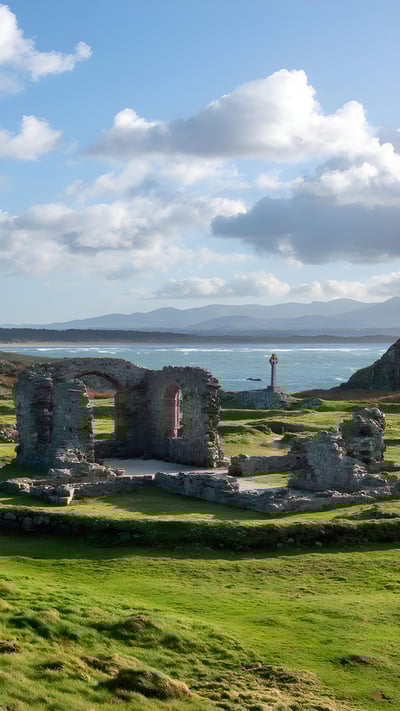 Ruins of St. Dwynwen's Church, Ynys Llanddwyn, Wales (© Photos by R A Kearton/Getty Images) mobile wallpaper