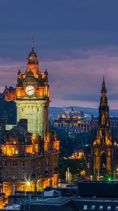 Twilight view over Edinburgh as seen from Calton Hill (© Henk Meijer/Alamy Stock Photo) mobile wallpaper