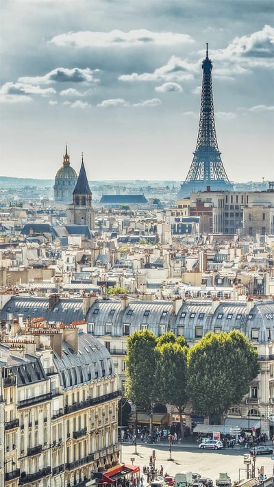 View of Paris, France, with the Eiffel Tower, taken from Notre-Dame Cathedral (© Funny Solution Studio/Shutterstock) mobile wallpaper