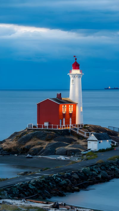 Fisgard Lighthouse, Esquimalt Harbor, Colwood, British Columbia, Canada (© davemantel/Getty Images) mobile wallpaper