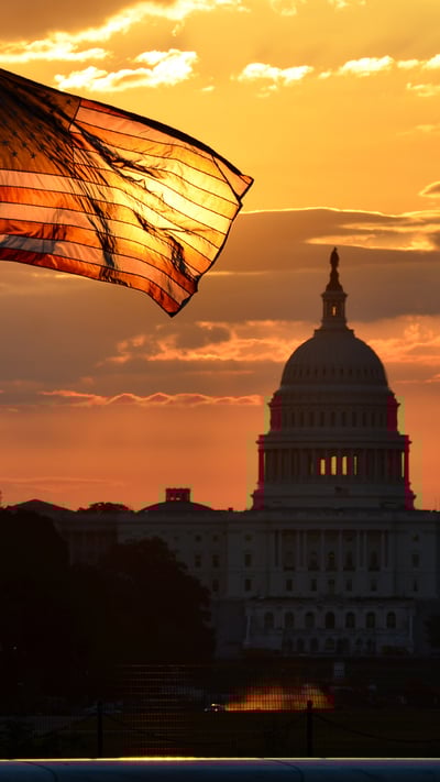 US Capitol building and US flags, Washington, DC (© Orhan Cam/Shutterstock) mobile wallpaper