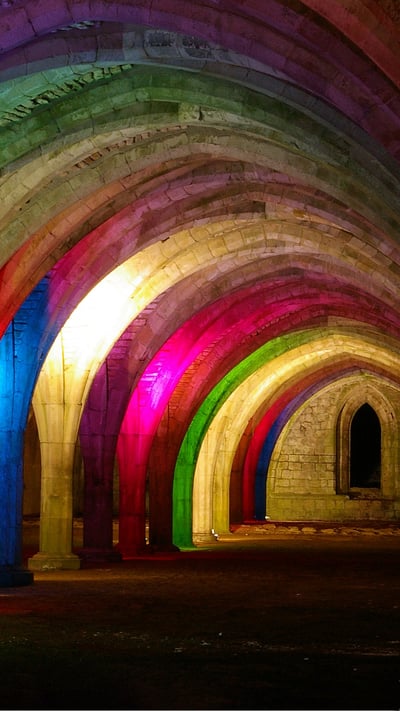 Fountains Abbey cellarium, North Yorkshire (© k33adr/iStock/Getty Images Plus) mobile wallpaper