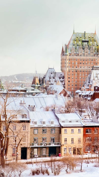 Winter Skyline featuring the Château Frontenac tower, Quebec City (© NicolasMcComber/Getty Images) mobile wallpaper