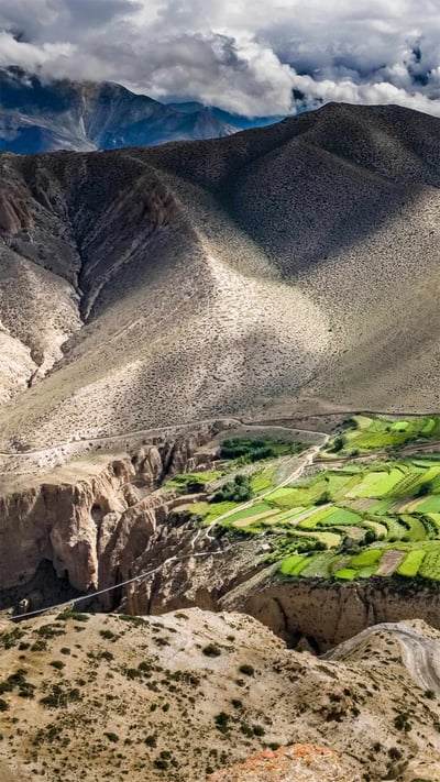 Ghyakar村,尼泊尔上木斯塘 (© Frank Bienewald/Alamy) mobile wallpaper