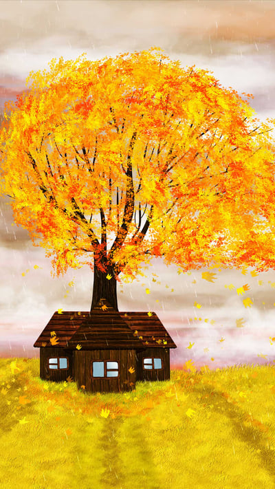 Illustration automnale d’une petite fille avec un parapluie pour la Journée mondiale du film d’animation (© Nika Lerman/Shutterstock) mobile wallpaper