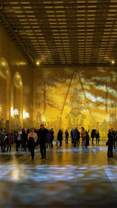 Golden Hall in Stockholm City Hall for today's Nobel Prize award ceremonies (© Mikhail Markovskiy/Shutterstock) mobile wallpaper