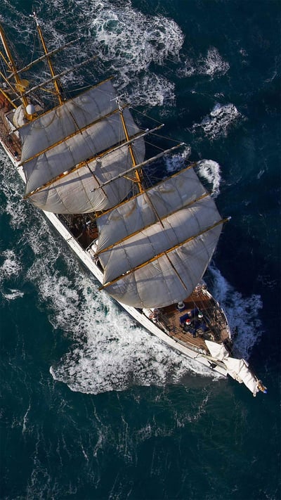German navy tall ship Gorch Fock in waters off Reykjavík, Iceland (© DEEPOL by plainpicture/Henn Photography) mobile wallpaper