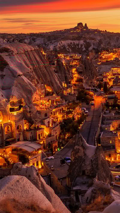 View of Göreme from an observation deck, Göreme National Park, Cappadocia, Turkey (© Anton Petrus/Getty Images) mobile wallpaper
