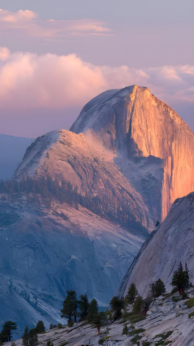 Last light on Half Dome, Yosemite National Park, California (© Adam Burton/Alamy) mobile wallpaper