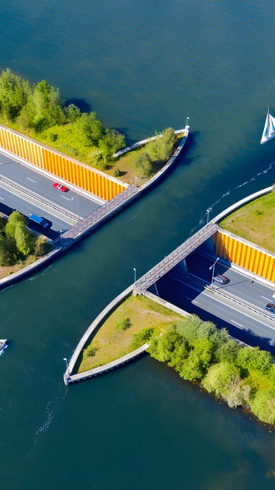 Veluwemeer Aqueduct, Netherlands (© Frolova_Elena/Getty Images) mobile wallpaper