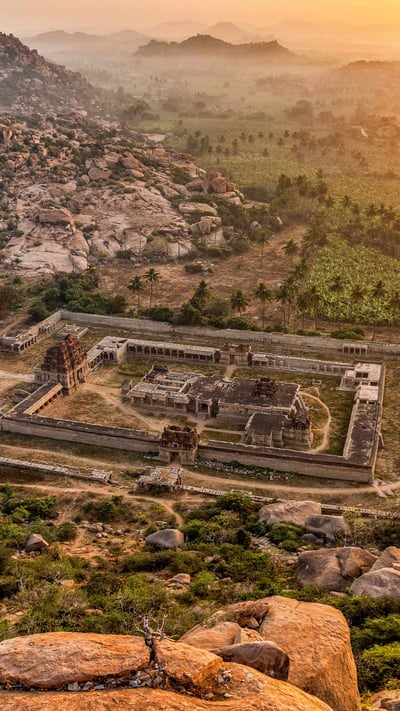 Aerial View of Achyutaraya temple, Hampi, India (© ImagesofIndia/Shutterstock) mobile wallpaper