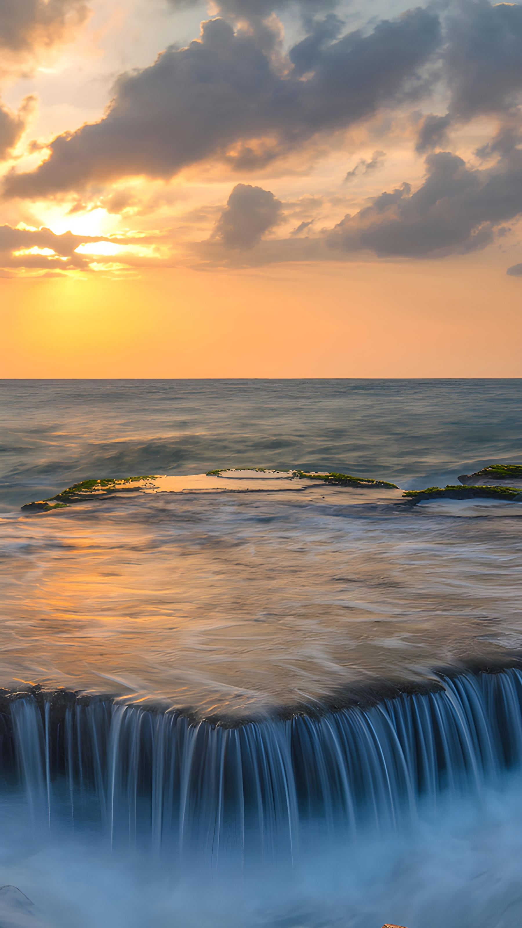 Seawater cascades over an ancient coral reef, Hang Rai, Vietnam (© Thang Tat Nguyen/Getty Images) mobile wallpaper