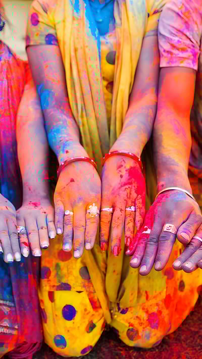 Holi celebration in Jaipur, India (© powerofforever/Getty Images) mobile wallpaper