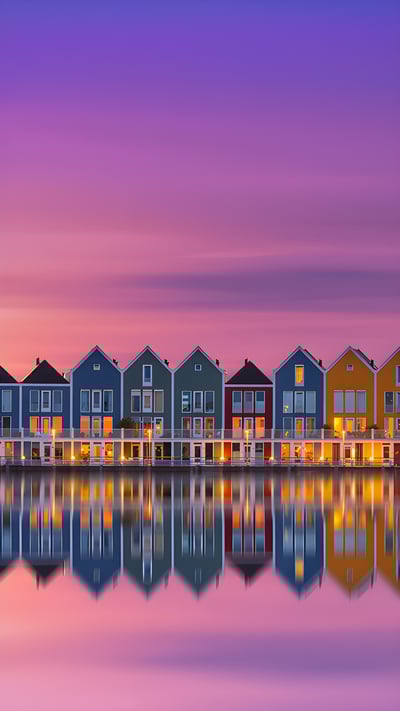 The Rainbow Houses of Houten, Netherlands (© George Pachantouris/Getty Images) mobile wallpaper
