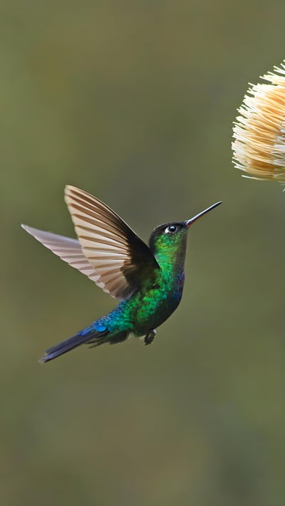 Green-crowned brilliant hummingbird with giant thistle, Cerro de la Muerte, Costa Rica (© adrian hepworth/Alamy) mobile wallpaper