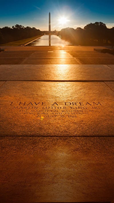 'I Have a Dream' inscription at the location of Dr. Martin Luther King Jr.'s speech on the steps of the Lincoln Memorial in Washington, DC (© Pgiam/Getty Images) mobile wallpaper