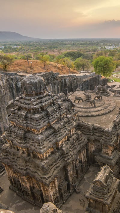 Kailasa Temple in Ellora Caves compound in Maharashtra, India (© Mazur Travel/Shutterstock) mobile wallpaper