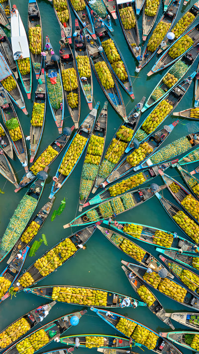 Floating market, Kaptai Lake, Rangamati, Bangladesh (© Azim Khan Ronnie/Amazing Aerial Agency) mobile wallpaper