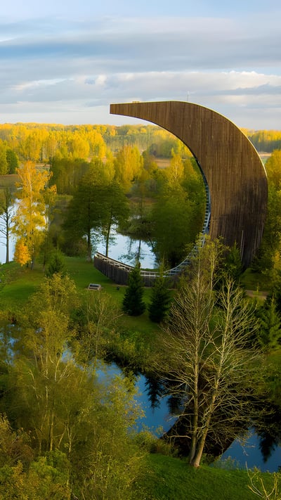 Kirkilai lakes and lookout tower, Biržai Regional Park, Lithuania (© MNStudio/Shutterstock) mobile wallpaper