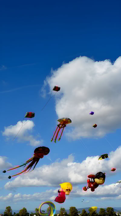Cerfs-volants dans le ciel de Fréjus, Var, Provence-Alpes-Côte d’Azur (© ICHAUVEL/Getty Images) mobile wallpaper