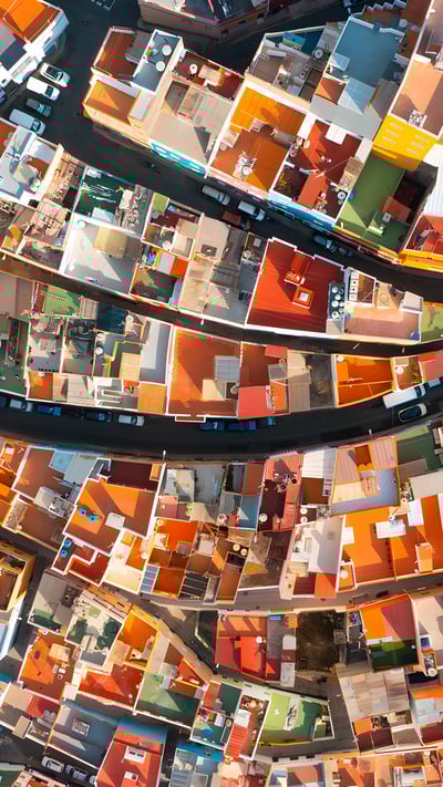 Aerial view of colorful houses, Las Palmas de Gran Canaria, Spain (© Marco Bottigelli/Getty Images) mobile wallpaper