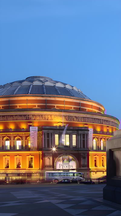 Royal Albert Hall seen from Albert Memorial in Hyde Park, London (© David Bank/Moment/Getty Images) mobile wallpaper