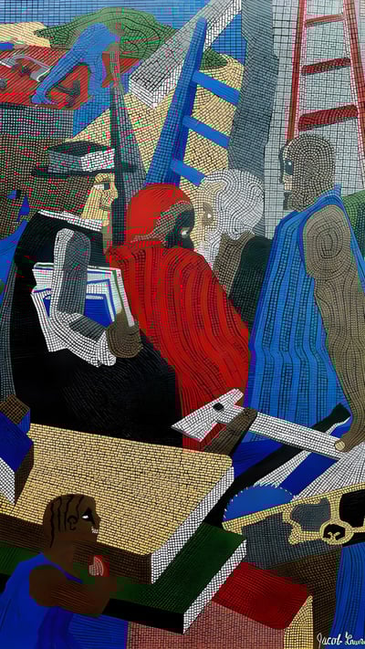 Jacob Lawrence's mosaic 'Community,' Joseph P. Addabbo Federal Building, Jamaica, Queens, New York (© Alpha Stock/Alamy) mobile wallpaper